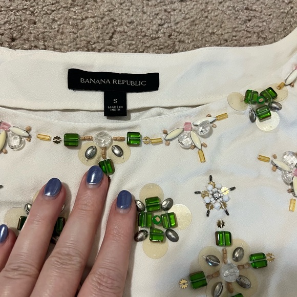 Banana Republic Jewel Neck Relaxed Short Sleeve Blouse - Picture 7 of 12